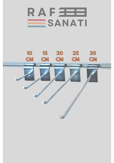 25 Adet Kanallı Pano Kancası 20 Cm Askı Kanca Raf Askısı Aksesuar Galvaniz