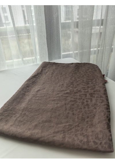 Laurel Scarf Leopar Desen Pamuk Ayrobin Jakar Şal Gülkurusu