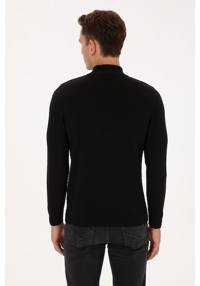 U.S. Polo Assn. Erkek Slim Fit Boğazlı Yaka Siyah Kazak 50315037-VR046