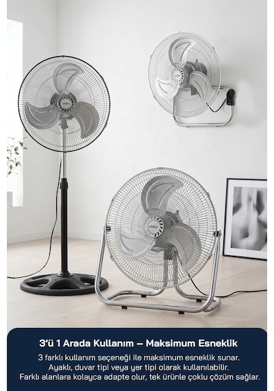 Sinbo Sf-6790 Vantilatör 18 İnç 90w 3 Ü 1 Arada Ayaklı Duvar Tipi Güçlü Fan