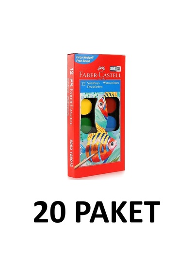 20 Paket Sulu Boya 12 Li Küçük Boy 12 Renk