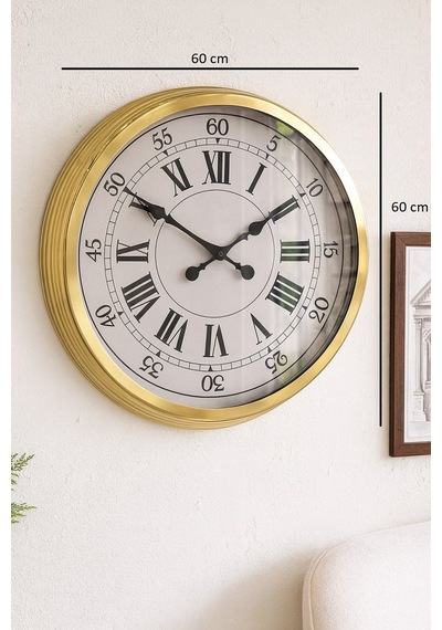 60 Cm Gold Metal Dekoratif Roma Rakamlı Duvar Saati 11 31355117