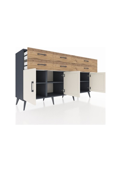 Hyperion Konsol 3 Raflı 6 Çekmeceli 4 Kapaklı 176x44x99 Antrasit- Antrasit-aytaşı/çam Hyperion Konsol 3 Raflı 6 Çekmeceli 4 Kapaklı 176x44x99 Antrasit- Antrasit-aytaşı/çam