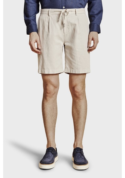 Brooks Brothers Pamuk Ve Keten Karışımlı Bağcıklı Şort Erkek Şort Bbss26mso003164 Taş