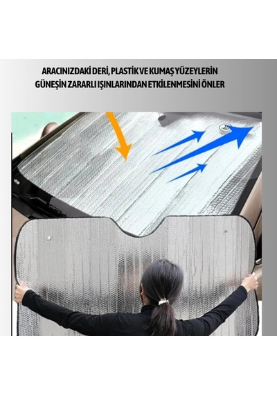 Sünger Dolgulu Metalize Reflektör Yüzeyli Katlanabilir Araç Güneşliği Uv Koruyucu Isı Yalıtımlı