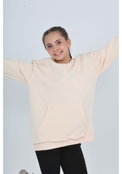 Toontoy Kız Çocuk Arka Eva Nakışlı Sweatshırt Gülkurusu