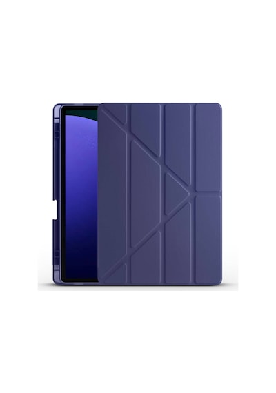 Galaxy Tab S9 Fe Plus Kılıf Uyumlu Zore Tri Folding Kalem Bölmeli Standlı Kılıf-lacivert