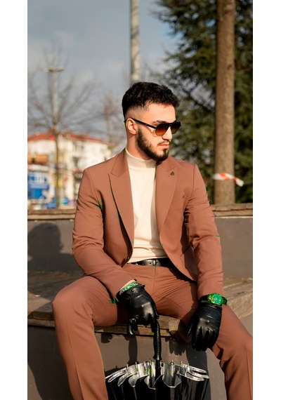Dupont Classics Dupont Slim Fit Sivri Yaka 6 Drop Çift Yırtmaç Torba Cep Puntolu 2'li Takım Elbise Kahve-antik Dupont Classics Dupont Slim Fit Sivri Yaka 6 Drop Çift Yırtmaç Torba Cep Puntolu 2'li Takım Elbise Kahve-antik