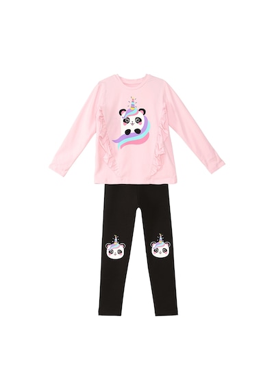 Panda Unicorn Kız Çocuk Fırfırlı T-shirt Tayt Takım