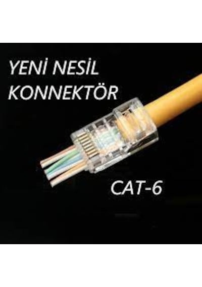 Ez Rj45 Cat5- Cat6 Yeni Nesil Delikli Konnektör 100 Lü Paket