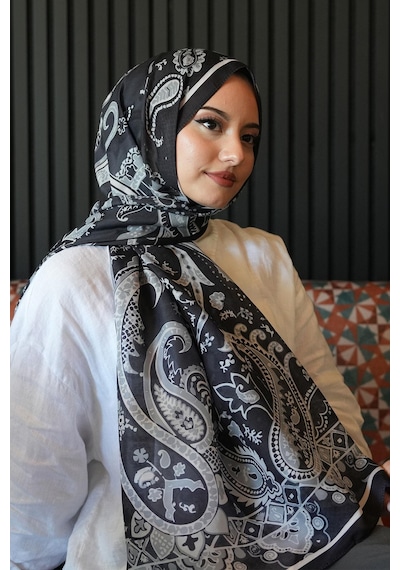 Afvente Damla Motif Desen Siyah Soft Pamuk Şal Çok Renkli