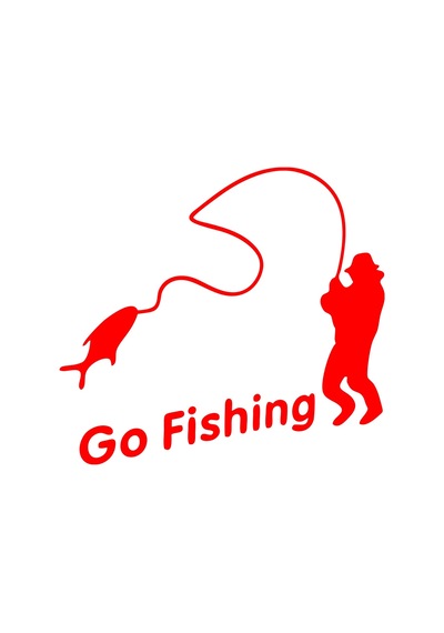 Go Fishing Araba Sticker 17x17 Cm Kırmızı