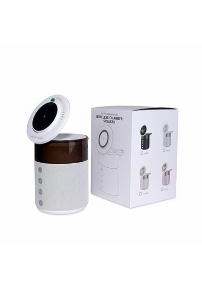 Venandin Fusion 5in1 Megsafe Hoparlör Özellikli Kablosuz Şarjlı Gece Lambası Beyaz - Siyah