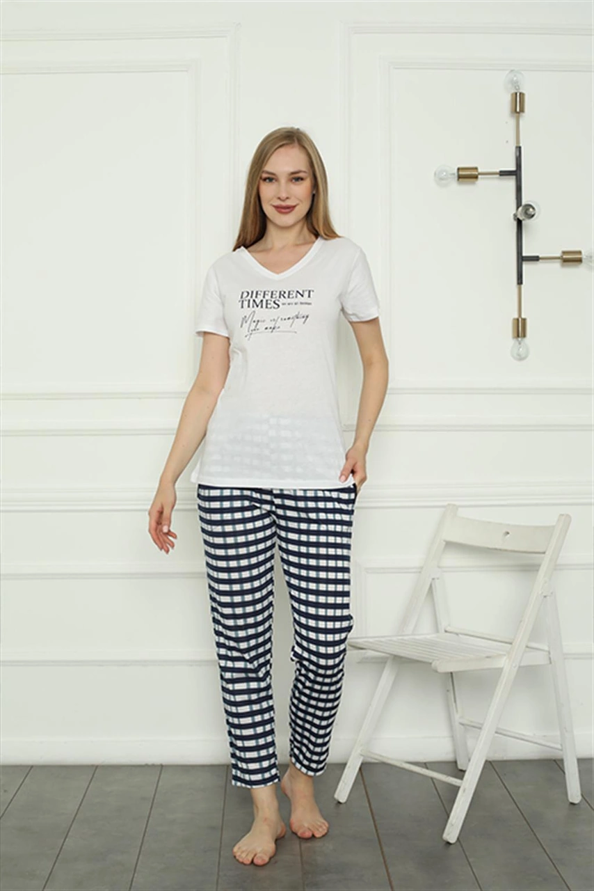 Akbeniz Kadın Penye Pijama Takım 4160 Beyaz