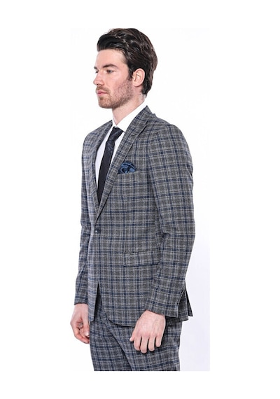 Wessi Ekose Slim Fit Lacivert Erkek Ceket 001