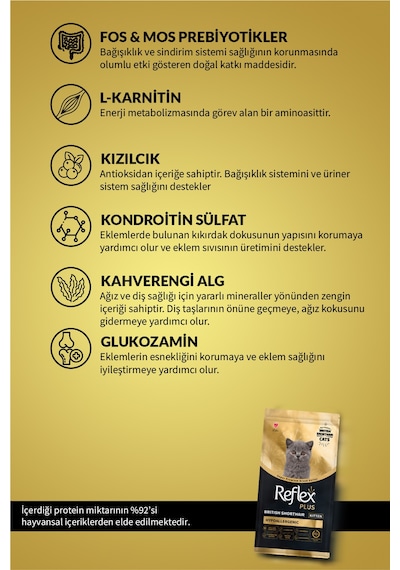 Reflex Plus British Shorthair Hipoalerjenik Yavru Kedi Maması 1,5 Kg