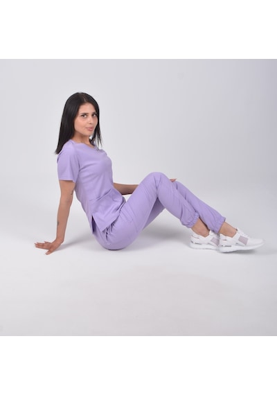 Lila Likralı Jogger Alt Üst Takım