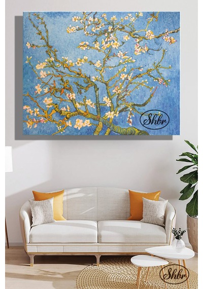 Tekli, Yatay, Kanvas, Dekoratif, Duvar, Tablosu , Vincent Van Gogh, Çiçek Açan Badem Ağacı,