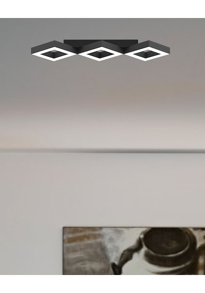 Amıgo Siyah Kasa, Sarı Işık Modern Plafonyer Led Avize Siyah