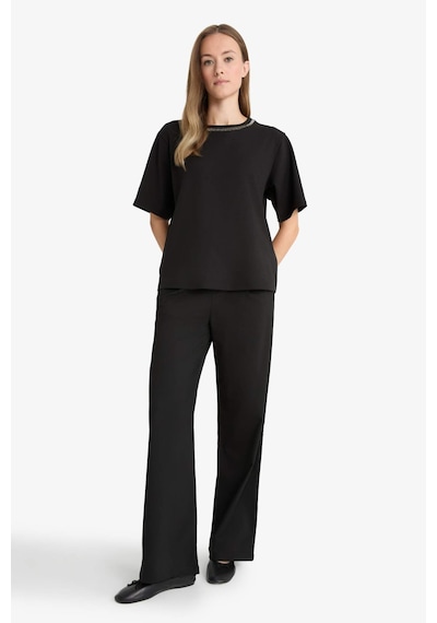 Defacto Regular Fit Cep Detaylı Geniş Paça Pantolon F5413ax25aubk81 Siyah