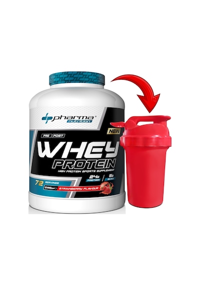 Whey Protein 2196 Gr Çilek Aromalı Protein Tozu 24 Gram Protein 72 Servis Shaker Hediyeli