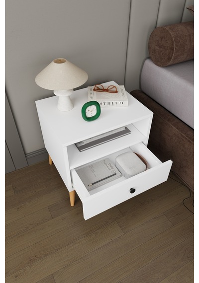 Modern Çekmeceli Komodin Şifonyer %100 Mdf Çok Amaçlı Organizer Kmd02 Beyaz