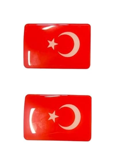 2'li 3d Türk Bayrağı Sticker Seti Abanoz