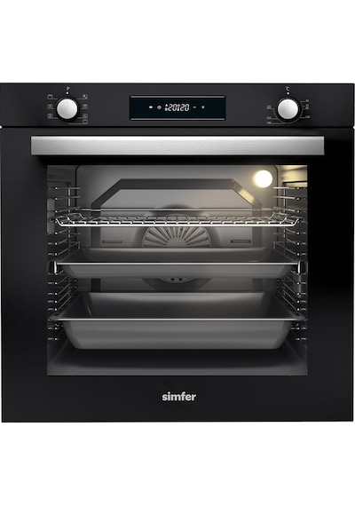 Simfer 8 Fonksiyon Siyah Multi Turbo Dijital 3'lü Ankastre Set (7381 Fırın + 3653 Ocak + 8611 Davlumbaz)