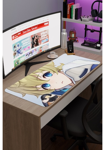 Mika Genshin Impact Anime Oyuncu V4 - 90x40 Xxl Gaming Mouse Pad Fare Altlığı