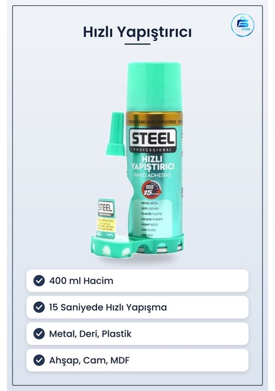 Hızlı Yapıştırıcı 400 Ml Metal Deri Plastik Kauçuk Ahşap Cam Mdf