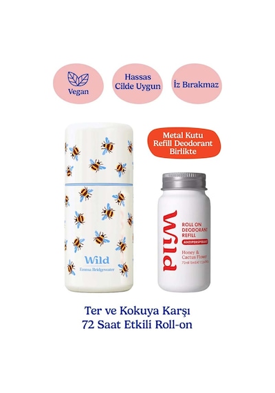 Wild Antiperspirant Emma Bridgewater Bee Roll-on Case + Honey&cactus Refill Ter Önleyici Deodorant 50 Ml
