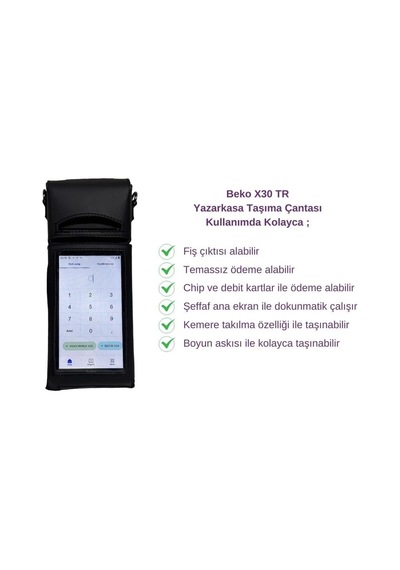 Beko X30 Tr Yazarkasa Taşıma Çantası, Dokunmatik Ekran Uyumlu, Chip Kart Bölmeli