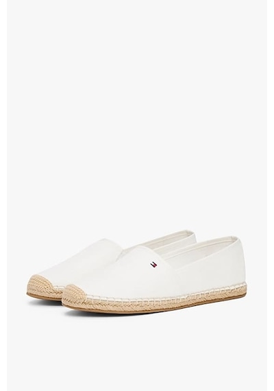 Tommy Hilfiger Kadın Th Bayrak Nakışlık Canvas Espadrille Loafer Ayakkabı - Ekru Ecru
