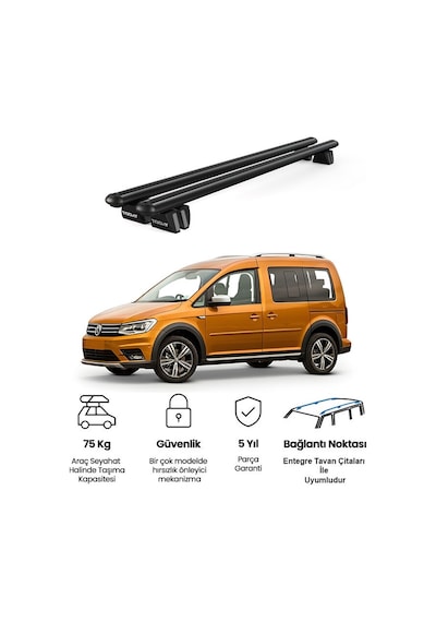 Pençe Volkswagen Caddy 2015 Ve Sonrası Uyumlu Siyah Ara Atkı Port Bagaj Tavan Barı