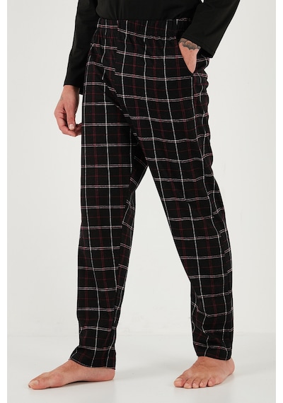 Buratti Pamuklu Regular Fit Bisiklet Yaka Ekoseli Erkek Pijama Takımı 6574001 Siyah