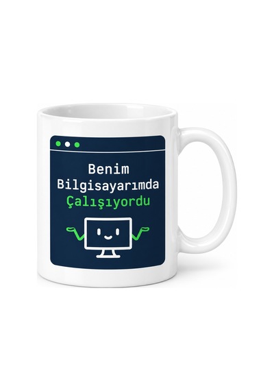 Bezos Benim Bilgisayarımda Çalışıyordu Tasarımlı Porselen Kupa - Model 399 Bzstk Çok Renkli