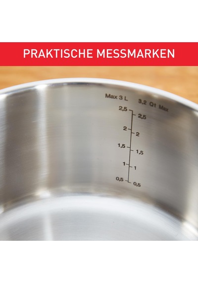 Tefal A70546 Duetto Tencere 24cm İndüksiyona Uygun Bulaşık Makinesinde Temizlenmesi Kolaydır Ölçme Ölçeği Dökme İçin Cam Kapak Paslanmaz Çelik Siyah