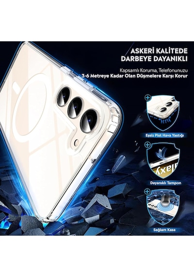 Galaxy A16 İçin Kılıf Kamera Korumalı Magsafe İle Uyumlu Kablosuz Şarj Özellikli Şeffaf Telefon Kılıfı Diğer