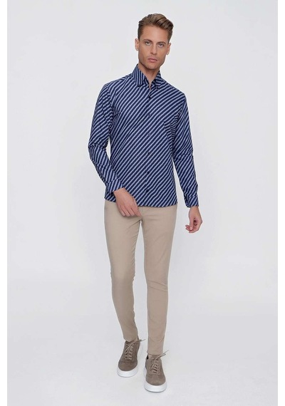 Efor G 1517 Slim Fit Lacivert Spor Gömlek Lacivert