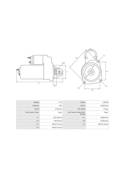 12v Marş Motoru Bosch Tipi 12 Diş 1.5 Kw Start-stop Nıssan-opel-renault
