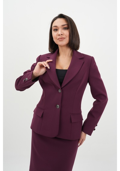 Velnara Moda Mürdüm Modern Klasik Kadın Takım Elbise - Düğme Detaylı Ceket & Astarlı Kalem Etek Mürdüm - 942457488 Mürdüm