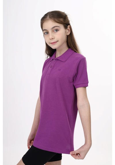 Toontoy Kids Toontoy Unisex Polo Yaka Düğmeli Uzun Kısa Tişört Mor