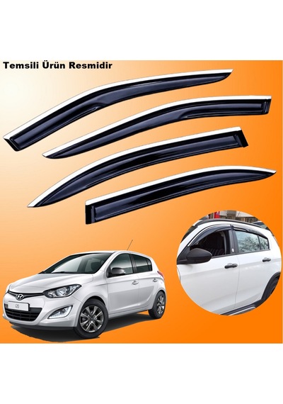 Hyundai İ20 Mügen Cam Rüzgarlığı Abs Krom Nikelajlı Cam Rüzgarlığı 2012-2014 Arası 4 Lü Set