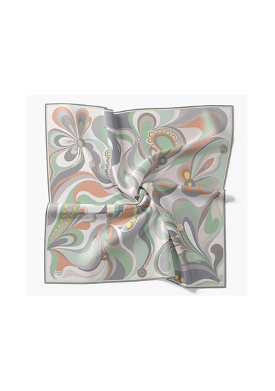 Silk Home Twill İpek Eşarp Retro Paisley Yeşil