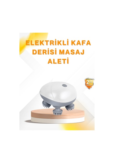 Şarjlı Kafa Masaj Aleti 3 Hız Ayarlı Derin Masaj - Lisinya Beyaz