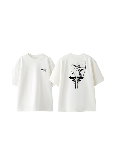 Thewert The Last Of Us 4 Tasarım Sırt Baskılı Pamuk Beyaz Oversize T-shirt