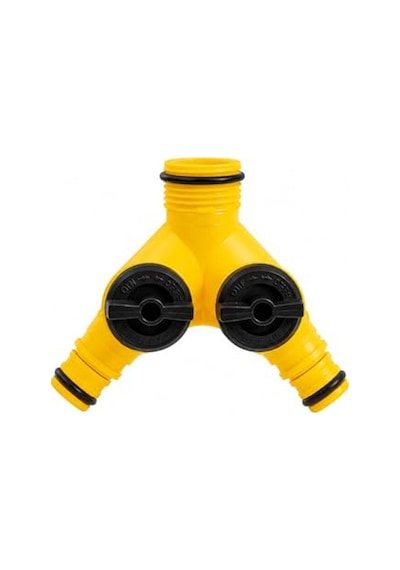 Çift Çıkışlı Vanalı Musluk Adaptörü 1/2" - 3/4" Bahçe Hortumu Y Bağlantı Aparatı Bağımsız Su Kontrolü