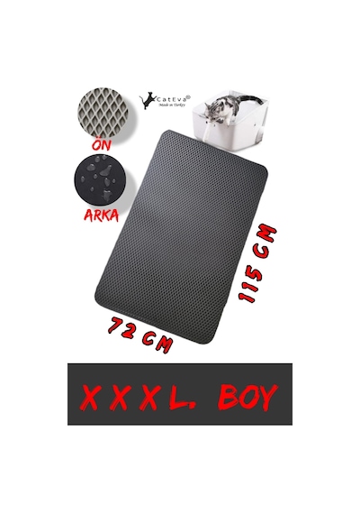 Cateva Elekli Kedi Kumu Paspası Büyük Boy Çift Taraflı Su Geçirmez 115 x 72 CM