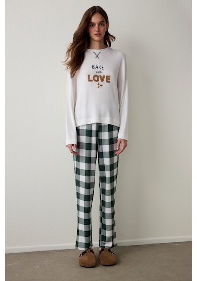 Penti Kırık Beyaz With Love Slogan Baskılı Termal Etkili Sweatshirt Pijama Üstü Beyaz