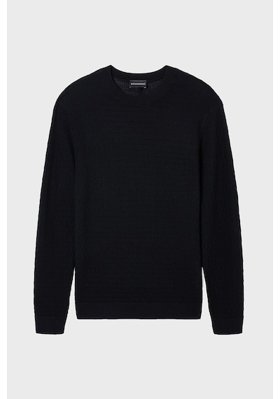 Emporio Armani Logolu % 100 Yün Bisiklet Yaka Kazak Erkek Kazak Em004378 Af24416 Uc001 Siyah